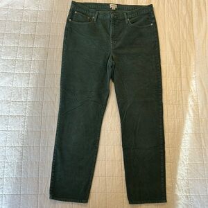 J.Crew Vintage Slim Straight green corduroys, size 32